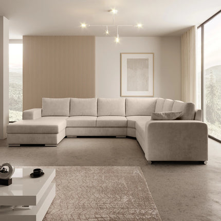 UNICORN 5-seater corner sofa with chaise longue Velvet black beige
