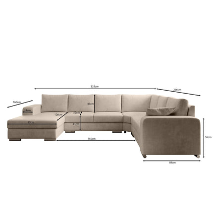 UNICORN 5-seater corner sofa with chaise longue Velvet black beige