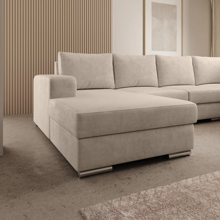 UNICORN 5-seater corner sofa with chaise longue Velvet black beige