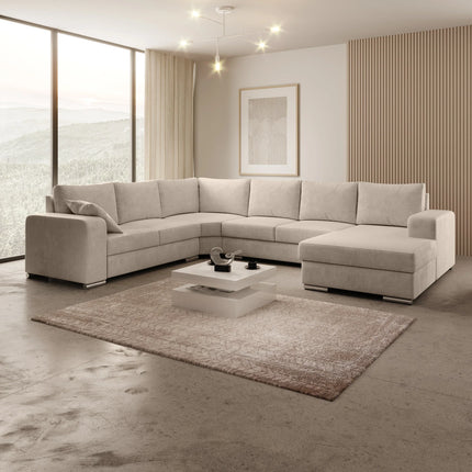 UNICORN 5-seater corner sofa with chaise longue Velvet black beige