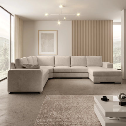 UNICORN 5-seater corner sofa with chaise longue Velvet black beige