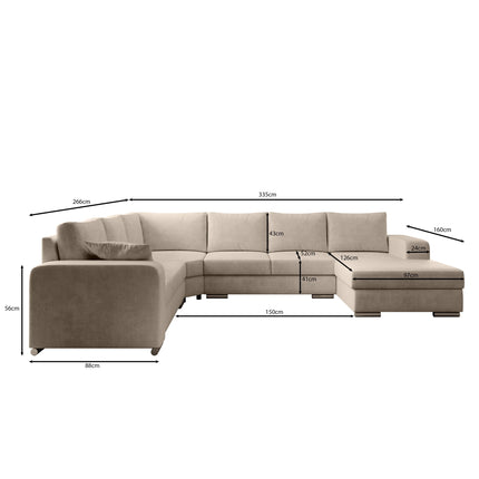 UNICORN 5-seater corner sofa with chaise longue Velvet black beige