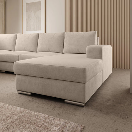 UNICORN 5-seater corner sofa with chaise longue Velvet black beige