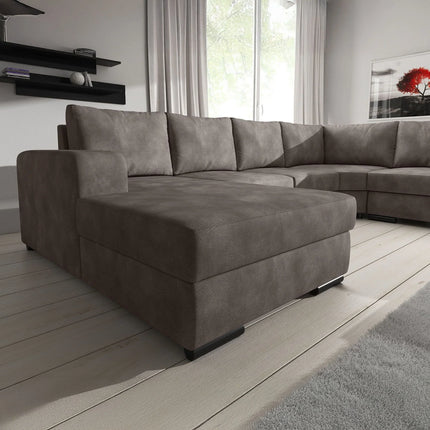 UNICORN Corner sofa 5-seater with chaise longue Faux leather anthracite brown