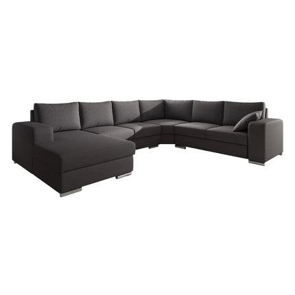 UNICORN 5-seater corner sofa with chaise longue, beige-grey fabric Width 335 cm Height 56 cm Depth 266 cm