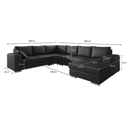 UNICORN Corner sofa 5-seater with chaise longue Fabric beige gray Width 335 cm Height 56 cm Depth 266 cm