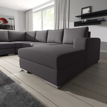 UNICORN 5-seater corner sofa with chaise longue, beige-grey fabric Width 335 cm Height 56 cm Depth 266 cm