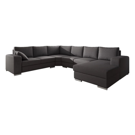 UNICORN 5-seater corner sofa with chaise longue, beige-grey fabric Width 335 cm Height 56 cm Depth 266 cm