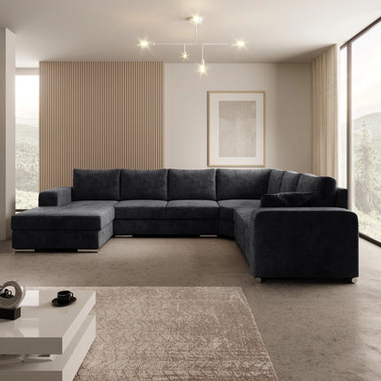 UNICORN 5-seater corner sofa with chaise longue Velvet black beige