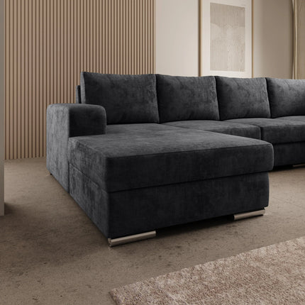 UNICORN 5-seater corner sofa with chaise longue Velvet black beige
