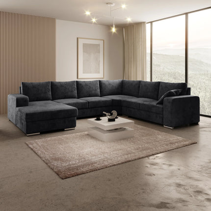 UNICORN 5-seater corner sofa with chaise longue Velvet black beige
