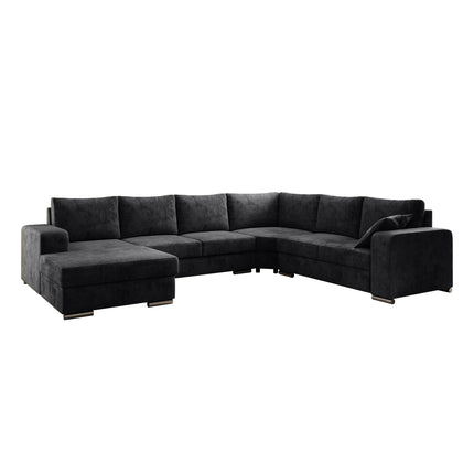 UNICORN 5-seater corner sofa with chaise longue Velvet black beige