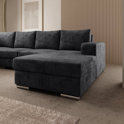 UNICORN 5-seater corner sofa with chaise longue Velvet black beige