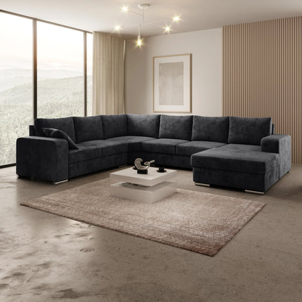 UNICORN 5-seater corner sofa with chaise longue Velvet black beige