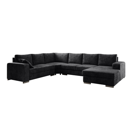 UNICORN Corner sofa 5-seater with chaise longue Velvet black beige Width 335 Height 56 Depth 266 Seat height 41 cm Seat depth 52 cm