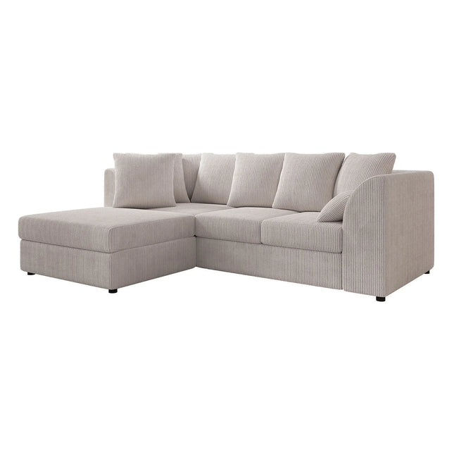 UNICORN Corner sofa 3-seater with chaise longue Ribbed fabric beige Width 215 cm Height 80 cm Depth 165 cm
