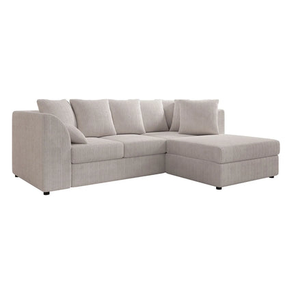 UNICORN Corner sofa 3-seater with chaise longue Ribbed fabric beige Width 215 cm Height 80 cm Depth 165 cm