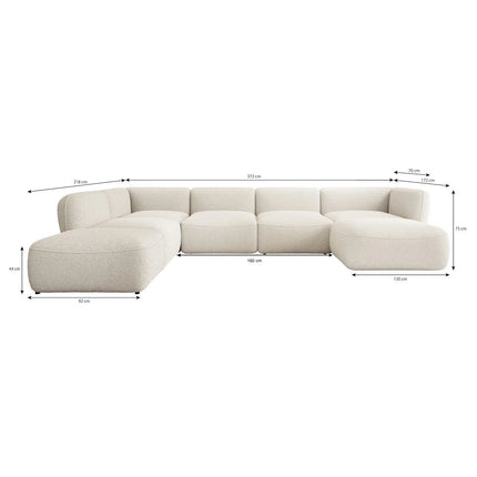 UNICORN Hoekbank 5-zits met chaise longue Teddystof beige brown