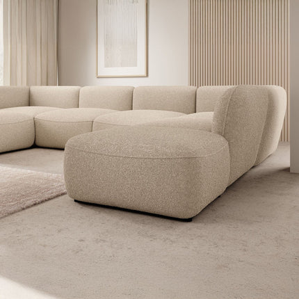 UNICORN Corner sofa 5-seater with chaise longue Teddy fabric beige brown