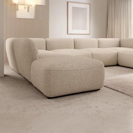 UNICORN 5-seater corner sofa with chaise longue Teddy fabric taupe brown Width: 372 cm Height: 75 cm Depth: 218 cm