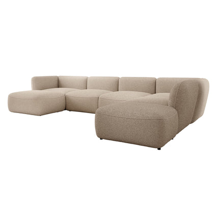 UNICORN Corner sofa 5-seater with chaise longue Teddy fabric beige brown Width 372 cm Height 75 cm Depth 218 cm