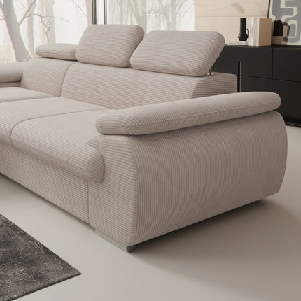 UNICORN Hoekbank 3-zits met chaise longue Ribstof beige brown grey