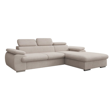 UNICORN Hoekbank 3-zits met chaise longue Ribstof beige brown grey