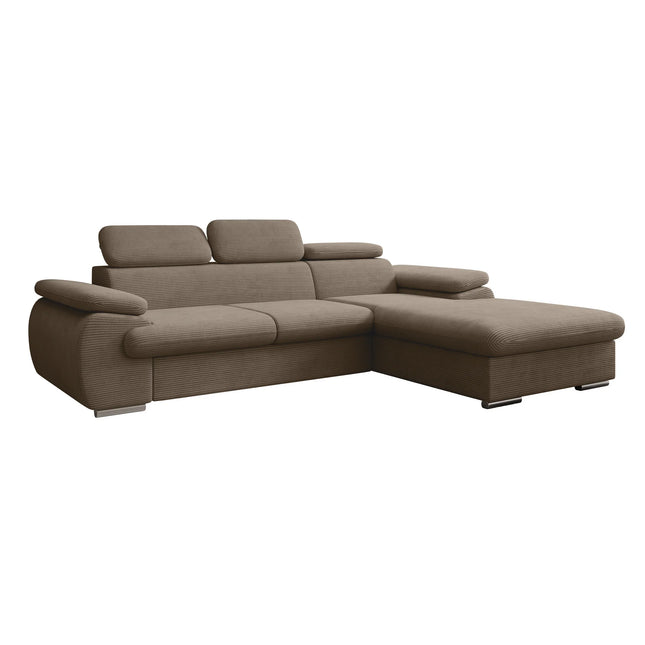UNICORN Hoekbank 3-zits met chaise longue Ribstof beige brown grey