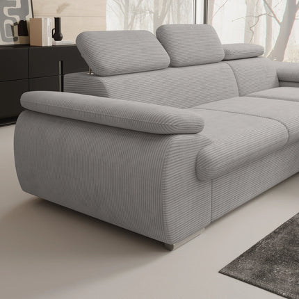 UNICORN Corner sofa 3-seater with chaise longue Ribbed fabric beige brown gray Width 284 cm Height 64 cm Depth 196 cm