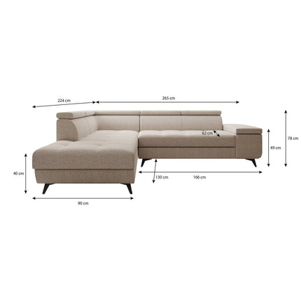 UNICORN Corner sofa 4-seater Fabric black grey