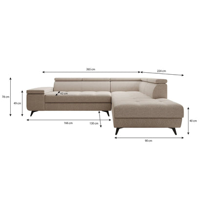 UNICORN Corner sofa 4-seater Fabric black grey