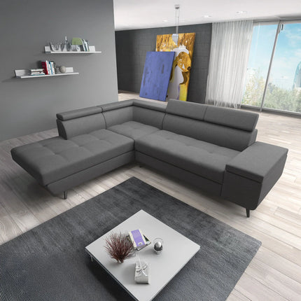 UNICORN Corner sofa 4-seater Fabric black gray Width 265 cm Height 78 cm Depth 224 cm