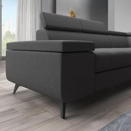 UNICORN Corner sofa 4-seater Fabric black gray Width 265 cm Height 78 cm Depth 224 cm
