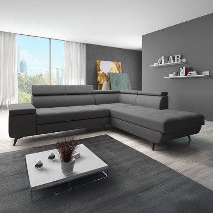 UNICORN Corner sofa 4-seater Fabric gray black Width 265 cm Height 78 cm Depth 224 cm