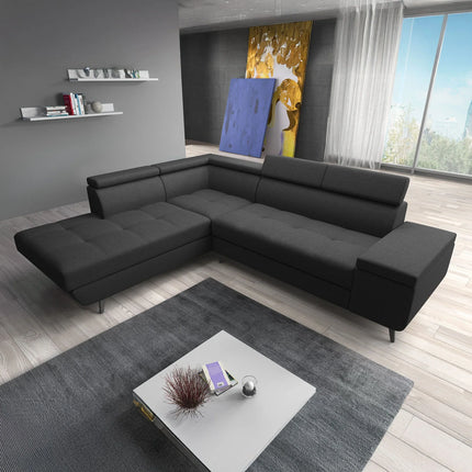 UNICORN Corner sofa 4-seater Fabric black gray Width 265 cm Height 78 cm Depth 224 cm