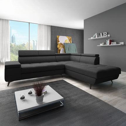 UNICORN Corner sofa 4-seater Fabric gray black Width 265 cm Height 78 cm Depth 224 cm