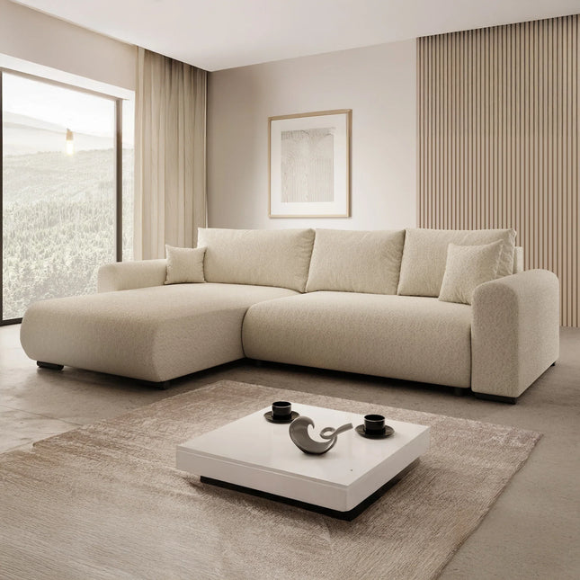 UNICORN Hoekbank 3-zits met chaise longue Teddystof beige