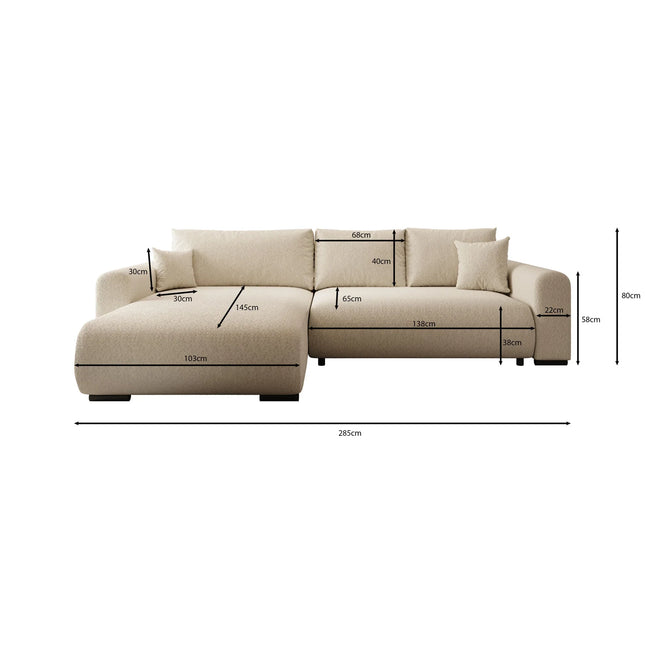 UNICORN Corner sofa 3-seater with chaise longue Velvet black