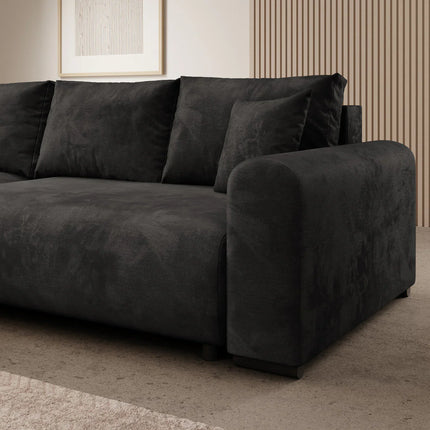 UNICORN 5-seater corner sofa with chaise longue, ribbed fabric, beige gray Width 334 cm Height 79 cm Depth 216 cm