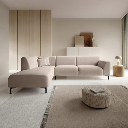 UNICORN Corner sofa 4-seater with chaise longue Fabric beige Width 274 cm Height 84 cm Depth 210 cm Seat height 44 cm Seat depth 56 cm