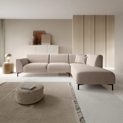 UNICORN 4-seater corner sofa with chaise longue Beige fabric