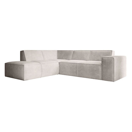 UNICORN Corner sofa 4-seater with chaise longue Ribbed fabric beige grey