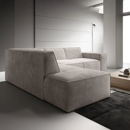 UNICORN Corner sofa 4-seater with chaise longue Ribbed fabric beige grey