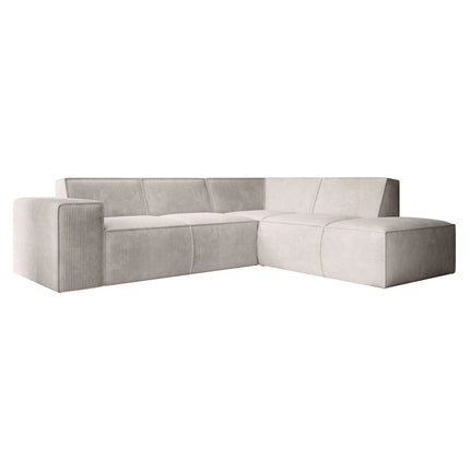 UNICORN Corner sofa 4-seater with chaise longue Ribbed fabric beige grey