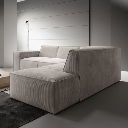 UNICORN Corner sofa 4-seater with chaise longue Ribbed fabric beige grey