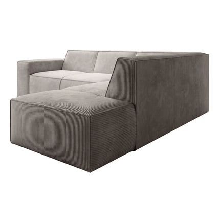 UNICORN Corner sofa 4-seater with chaise longue Ribbed fabric beige grey