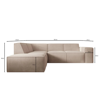 UNICORN Corner sofa 4-seater with chaise longue Fabric anthracite beige Width 261 cm Height 80 cm Depth 216 cm