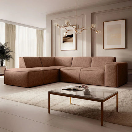 UNICORN Corner sofa 4-seater with chaise longue Faux leather black beige brown gray Width 261 cm Height 80 cm Depth 216 cm