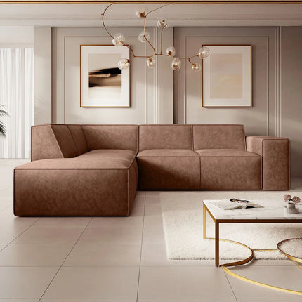 UNICORN 4-seater corner sofa with chaise longue, cognac faux leather black beige brown grey