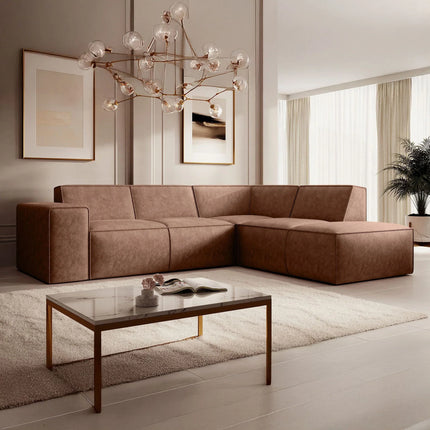 UNICORN Corner sofa 4-seater with chaise longue Faux leather gray beige brown black Width 261 cm Height 80 cm Depth 216 cm